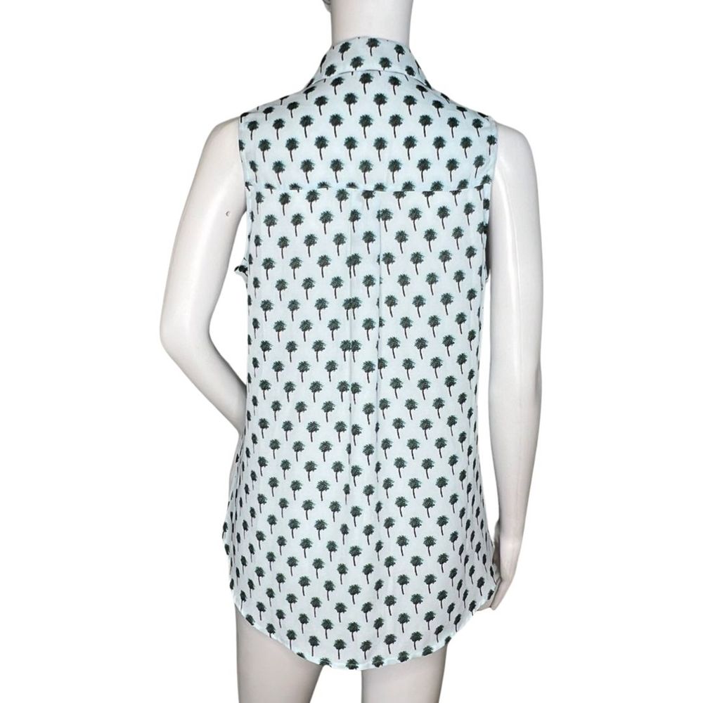 Express Shirt‎ Women Small Blue Tree Print Sleeveless Button Up Casual Whimsical - Picture 4 of 8